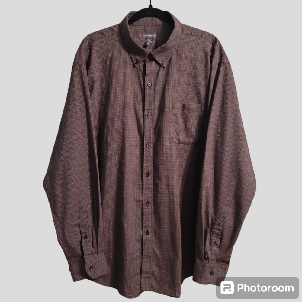 Van Heusen Button Down Shirt Men's XXLarge Dusty Flex Long Sleeve Boho Casual